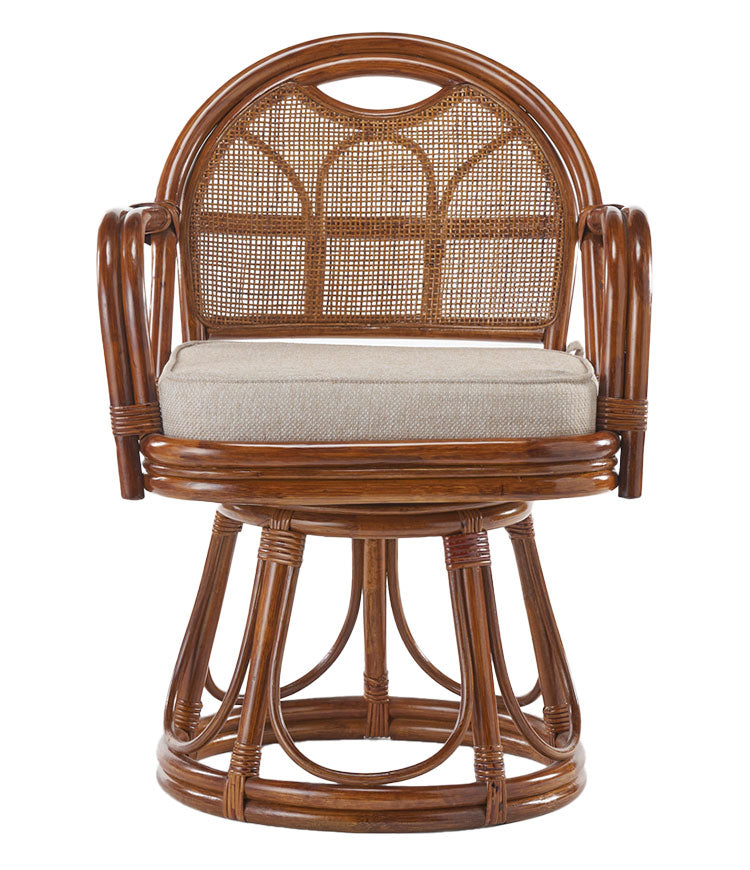 椅子 ラタン チェア 肘掛け付き 背もたれ付き ラタン回転椅子ハイ 高座椅子 籐 天然素材 丈夫 しなやか 通気性 年中快適 回転チェア 軽量 クッション付き 滑り止め 和風 和室(代引不可)