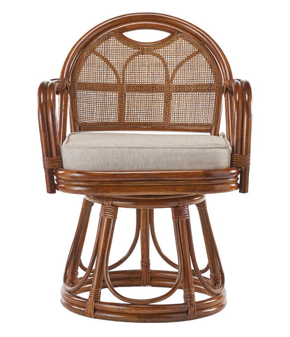 椅子 ラタン チェア 肘掛け付き 背もたれ付き ラタン回転椅子ハイ 高座椅子 籐 天然素材 丈夫 しなやか 通気性 年中快適 回転チェア 軽量 クッション付き 滑り止め 和風 和室(代引不可)