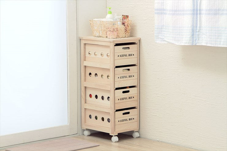 キッチンワゴン ワゴン キッチン 収納 キャスター タイル 天然木 桐 引き出し 4段 作業台 キッチン収納 木製 野菜ストッカー(代引不可)