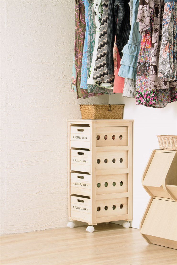 キッチンワゴン ワゴン キッチン 収納 キャスター タイル 天然木 桐 引き出し 4段 作業台 キッチン収納 木製 野菜ストッカー(代引不可)