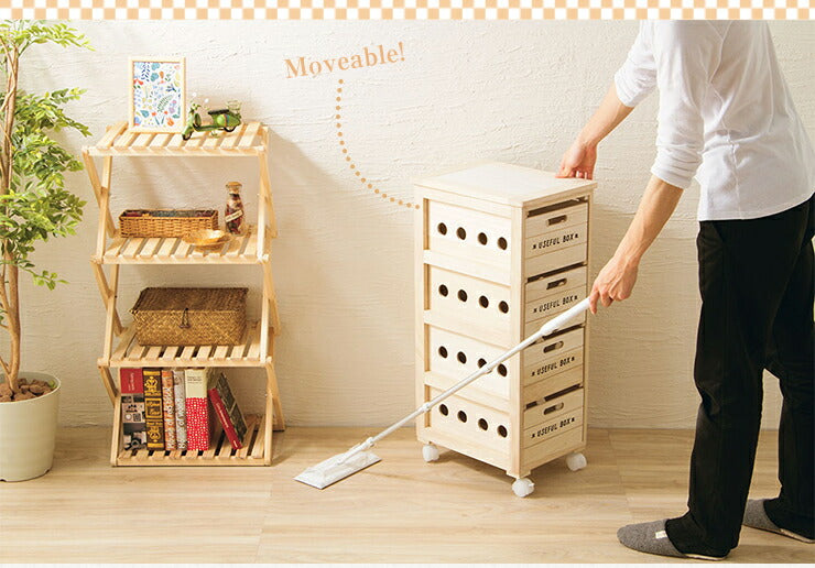 キッチンワゴン ワゴン キッチン 収納 キャスター タイル 天然木 桐 引き出し 4段 作業台 キッチン収納 木製 野菜ストッカー(代引不可)
