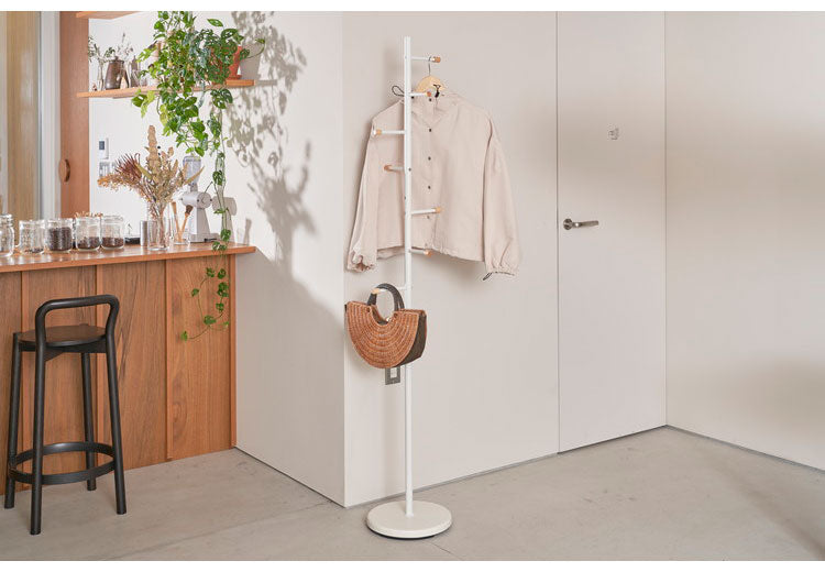 ポールハンガー スリム 高さ176cm 幅30cm ハンガーラック コートハンガー 省スペース おしゃれ 北欧 シンプル モダン スチール 天然木 衣類収納 収納家具 収納 コート掛け 玄関収納(代引不可)