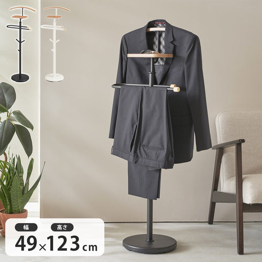 スーツ&スラックスハンガー 棚付き フック付き ハンガーラック スーツ掛け スーツ ジャケット ネクタイ 時計 眼鏡 アクセサリー 収納 スーツハンガー コートハンガー(代引不可)
