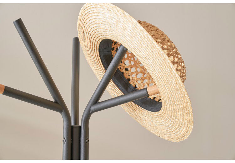 棚付きハンガーラック 幅53cm 高さ181.5cm トレー付き 収納 コートハンガー 省スペース スチール 北欧 モダン おしゃれ 衣類収納 収納家具 北欧 収納 コート掛け 玄関収納(代引不可)