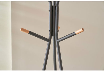 棚付きハンガーラック 幅53cm 高さ181.5cm トレー付き 収納 コートハンガー 省スペース スチール 北欧 モダン おしゃれ 衣類収納 収納家具 北欧 収納 コート掛け 玄関収納(代引不可)