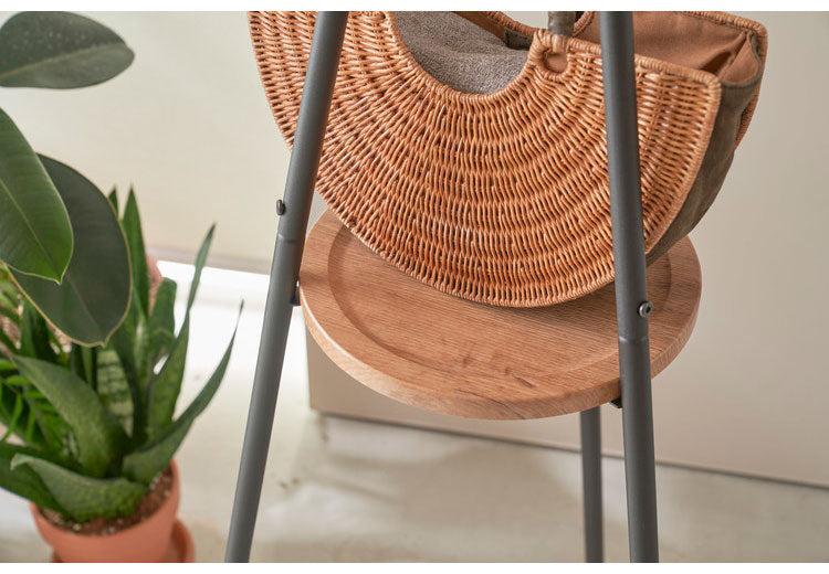 棚付きハンガーラック 幅53cm 高さ181.5cm トレー付き 収納 コートハンガー 省スペース スチール 北欧 モダン おしゃれ 衣類収納 収納家具 北欧 収納 コート掛け 玄関収納(代引不可)