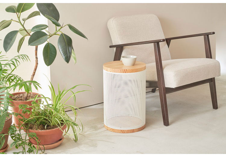 収納スツール 耐荷重100kg スチール×天然木 幅30cm 見えるメッシュ式 サイドテーブル 収納付き スツール 椅子 イス チェア 北欧 モダン おしゃれ(代引不可)