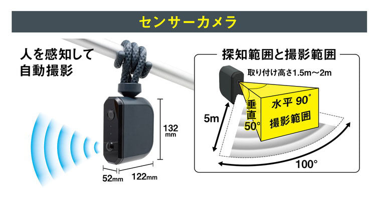 ムサシ 屋外 防犯カメラ 人感センサー RITEX 配線なしセンサーカメラ 暗闇赤外線撮影 動画/静止画 乾電池式どこでもセンサーカメラ C-BT7000 防犯 強盗対策 玄関 ベランダ 物置 防犯グッズ(代引不可)