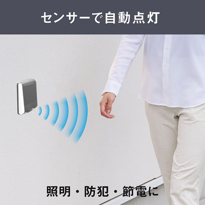 ムサシ 屋外 防犯 人感センサーライト どこでもハイブリッドソーラーライト3W 角型 SWL-HB101 防犯ライト ソーラー発電/乾電池式 自動切替 コンパクト 小型ライト 玄関灯 LEDライト(代引不可)