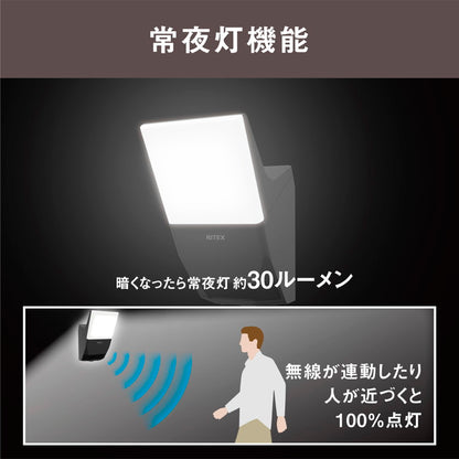 ムサシ RITEX ライテックス 無線連動センサーライト 送受信型 7W×1灯 W-600 musashi 屋外 防犯ライト 庭 玄関 ガレージ 駐車場 つながる無線連動 最大16台(代引不可)