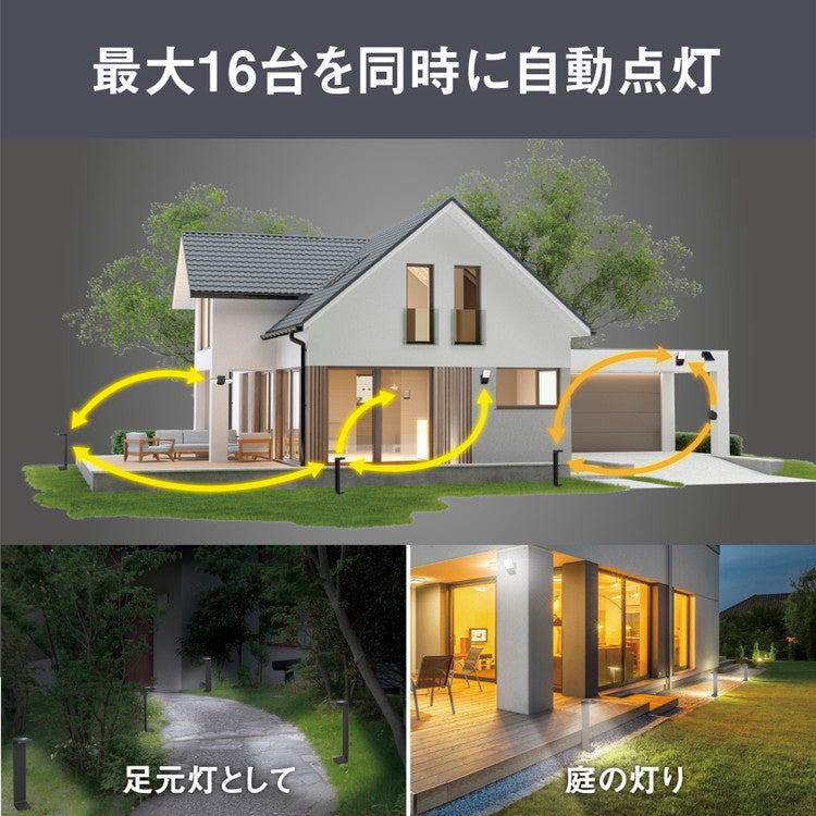 ムサシ RITEX ライテックス ソーラー式無線連動ガーデンセンサーライト 送受信型 W-640 musashi 屋外 防犯ライト 庭 玄関 ガレージ 駐車場 つながる無線連動 最大16台(代引不可)