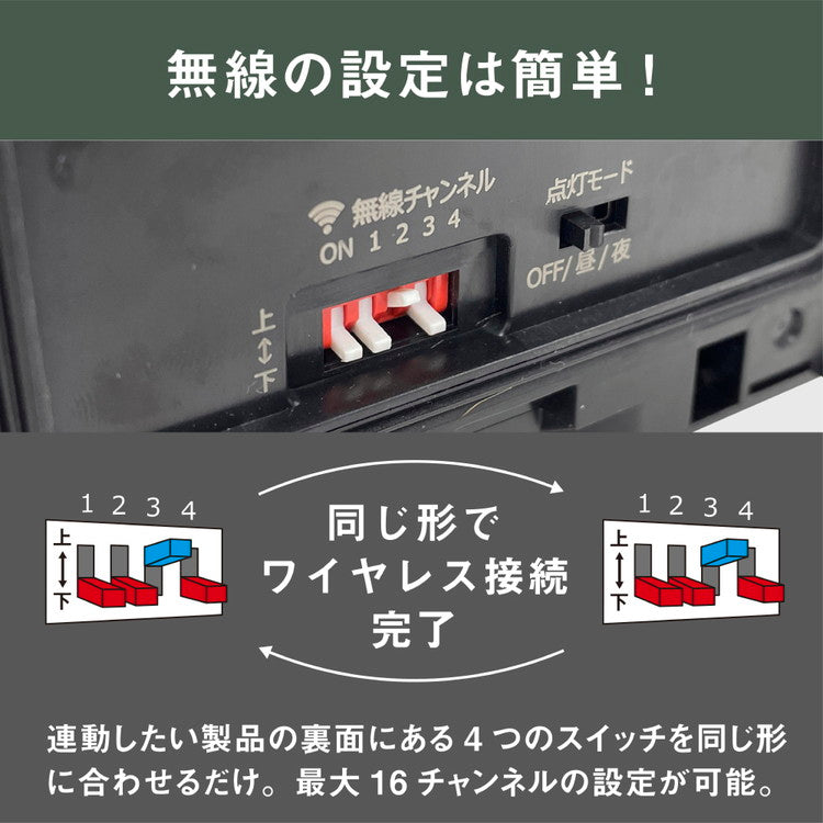 ムサシ RITEX ライテックス 乾電池式無線連動チャイム&ライト 受信型 +センサー 送信型 セット W-670 musashi 屋外 防犯ライト 庭 玄関 ガレージ 駐車場 つながる無線連動 最大16台(代引不可)