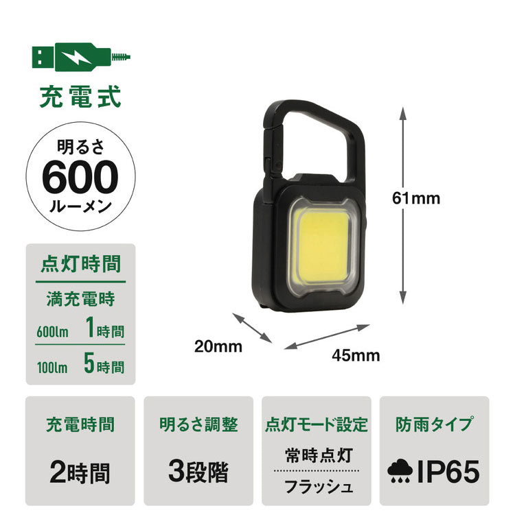 ムサシ 充電式 ぴかり MINI LIGHT 本気の明るさ 大光量ライト600lm USB充電式 雨でも使える IP65防水 パステルカラー ミニライト COBライト ランタン 作業灯 現場 防犯 防災 アウトドア(代引不可)