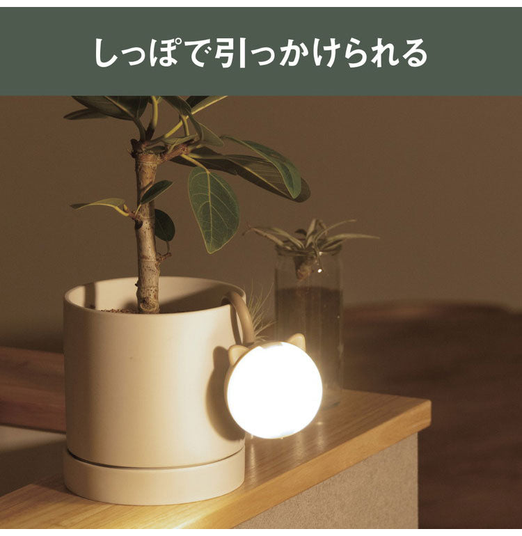ムサシ 充電式 ねこのライト まんまるねこちゃんセンサーライト 自動点灯 センサー NEKOLIGHT 50lm 吊り下げ フック付き マグネット ランタン 寝室 リビング 玄関 廊下 かわいい 可愛い(代引不可)