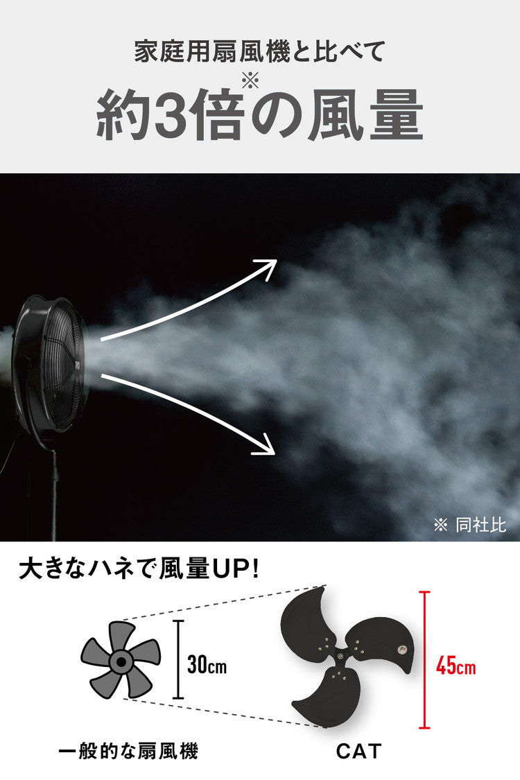 【限定おまけ付き】CAT フロアーファン 45cm ブラック 羽根軸180度 半回転 EEMF-18S180BK 大型 風量3段階 工場扇 扇風機 ファン 壁掛け 黒 おしゃれ CATERPILLAR キャタピラー(代引不可)