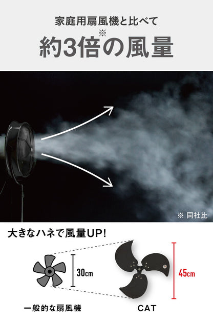 【限定おまけ付き】CAT フロアーファン 45cm ブラック 羽根軸180度 半回転 EEMF-18S180BK 大型 風量3段階 工場扇 扇風機 ファン 壁掛け 黒 おしゃれ CATERPILLAR キャタピラー(代引不可)