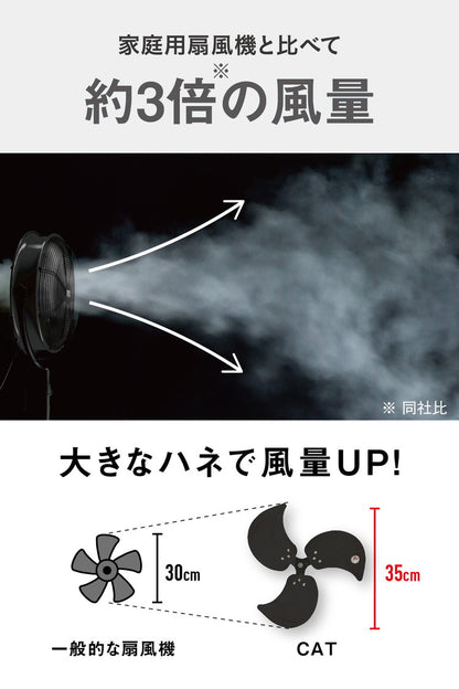 【限定おまけ付き】CAT フロアーファン 35cm ブラック 羽根軸360度 回転 EEMF-14S360BK 大型 風量3段階 工場扇 扇風機 ファン 壁掛け 黒 おしゃれ CATERPILLAR キャタピラー(代引不可)
