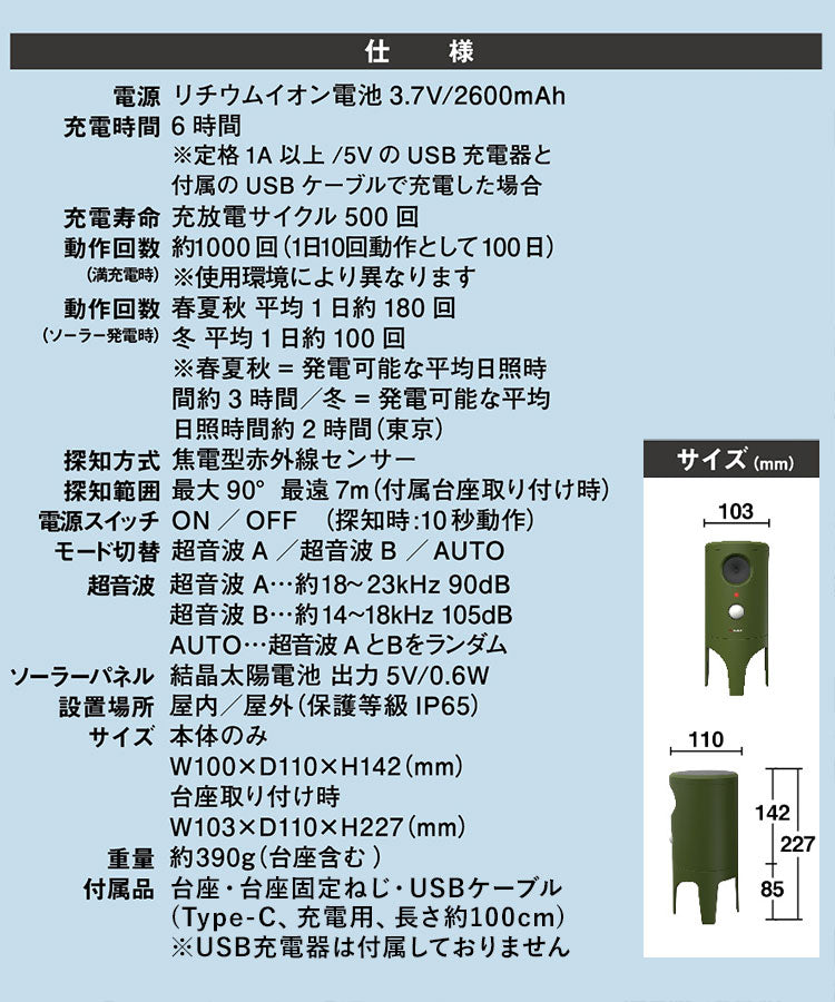 ムサシ ソーラー猫しっし 超音波猫よけ 電池交換不要 置くだけ簡単 ネコしっし ソーラー発電式 センサー式 猫よけ ネコよけ 猫対策 ネコ対策 庭 ガーデン おしゃれ REP-610 musashi