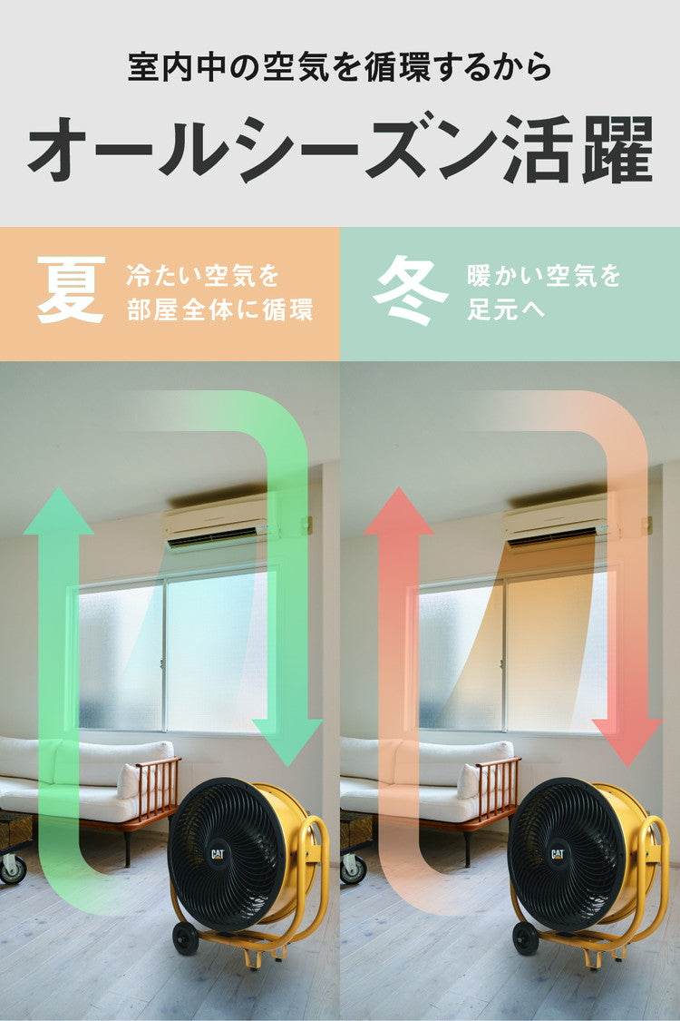【限定おまけ付き】CAT サーキュレーター 羽根60cm 大型 風量3段階 工業扇風機 工場扇 送風機 扇風機 キャスター付き HVD-24ACDO 業務用 工業用 床置き ファン 換気 熱中症対策 CATERPILLAR(代引不可)
