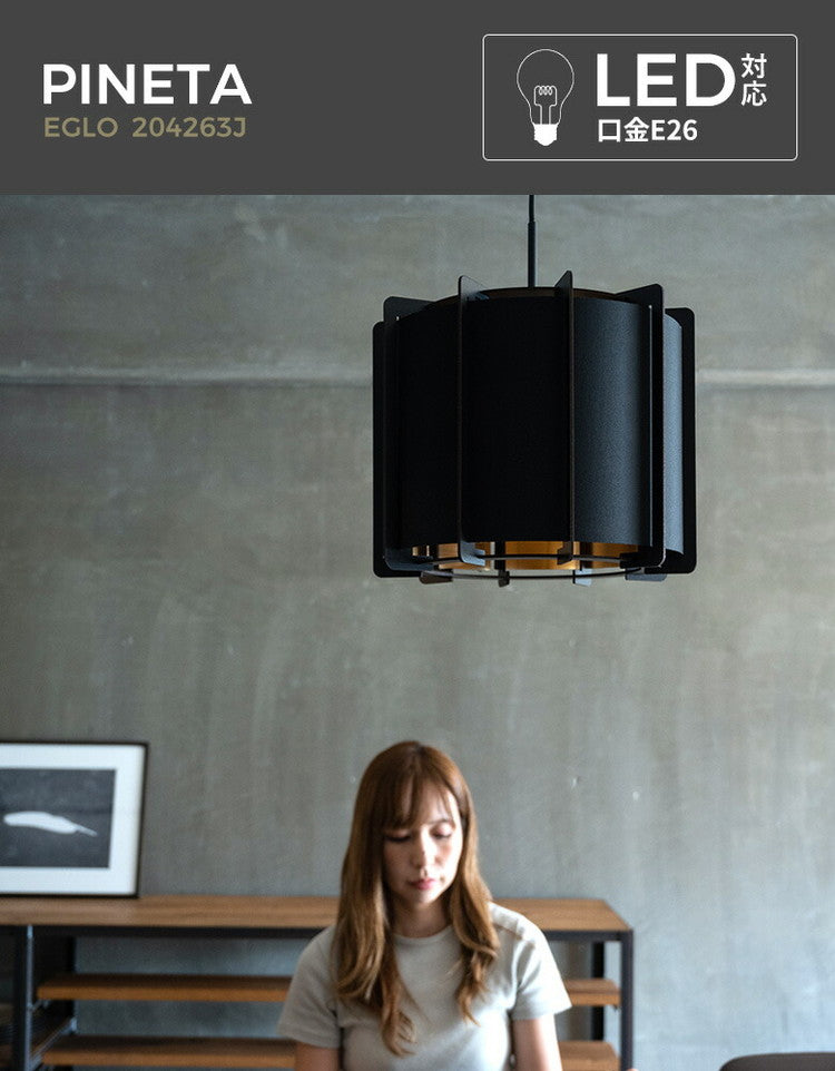 EGLO ペンダントライト おしゃれ 北欧 ダイニング 照明 キッチン ダクトレール LED 電球対応 照明器具 間接照明 天井照明 EGLO PINETA 33cm ブラック 黒 204263J 電球別売(代引不可)