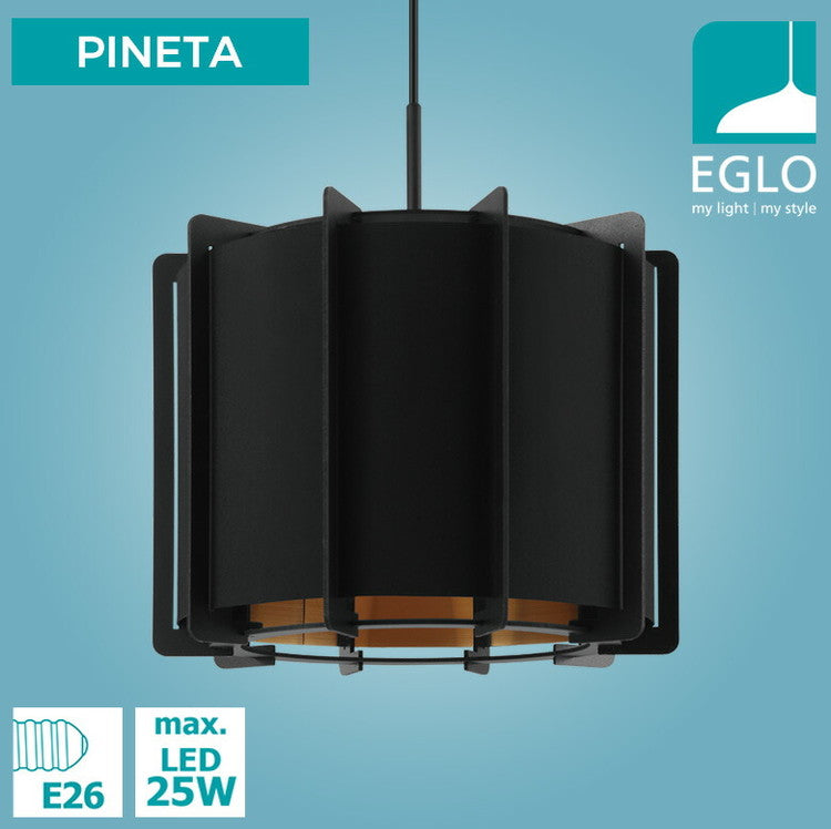 EGLO ペンダントライト おしゃれ 北欧 ダイニング 照明 キッチン ダクトレール LED 電球対応 照明器具 間接照明 天井照明 EGLO PINETA 33cm ブラック 黒 204263J 電球別売(代引不可)