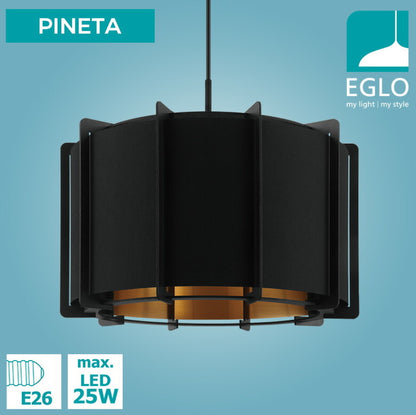 EGLO ペンダントライト おしゃれ 北欧 ダイニング 照明 キッチン ダクトレール LED 電球対応 照明器具 間接照明 天井照明 EGLO PINETA 43cm ブラック 黒 204264J 電球別売(代引不可)