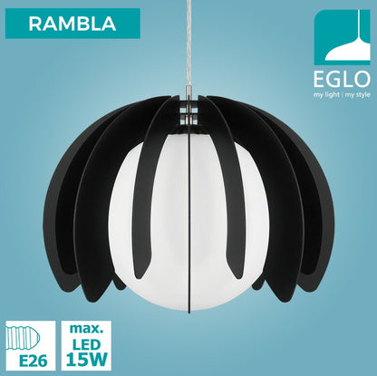 EGLO ペンダントライト ガラス おしゃれ 北欧 木製 ウッド調 ダイニング 照明 リビング 吹き抜け ダクトレール LED 電球対応 照明器具 間接照明 EGLO RAMBLA 46.5cm 204265J 電球別売(代引不可)