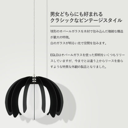 EGLO ペンダントライト ガラス おしゃれ 北欧 木製 ウッド調 ダイニング 照明 リビング 吹き抜け ダクトレール LED 電球対応 照明器具 間接照明 EGLO RAMBLA 46.5cm 204265J 電球別売(代引不可)