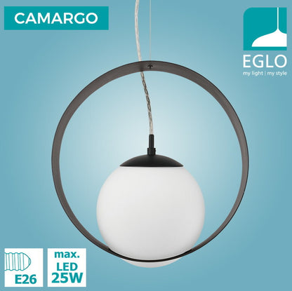 EGLO ペンダントライト ガラス おしゃれ 北欧 ダイニング 照明 リビング 吹き抜け ダクトレール LED 電球対応 照明器具 間接照明 EGLO CAMARGO 35cm 204272J 電球別売(代引不可)