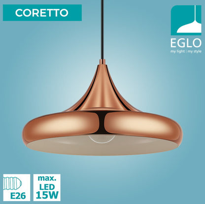 EGLO ペンダントライト おしゃれ 北欧 ダイニング 照明 キッチン ダクトレール LED 電球対応 照明器具 間接照明 天井照明 EGLO CORETTO 40cm 204426J 電球別売(代引不可)