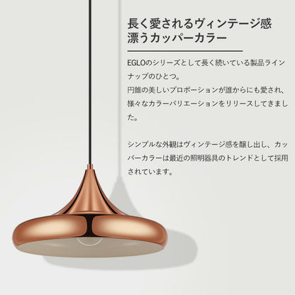 EGLO ペンダントライト おしゃれ 北欧 ダイニング 照明 キッチン ダクトレール LED 電球対応 照明器具 間接照明 天井照明 EGLO CORETTO 40cm 204426J 電球別売(代引不可)