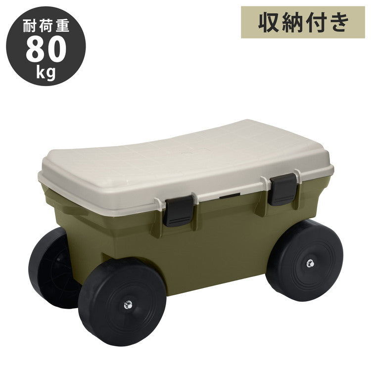 グリーンパル 日本製 フィールドカート オリーブグリーン 収納付き 耐荷重80kg ガーデニング 園芸 草刈り 腰かけ 腰掛け 台車 椅子 洗車 フィールドカート(代引不可)