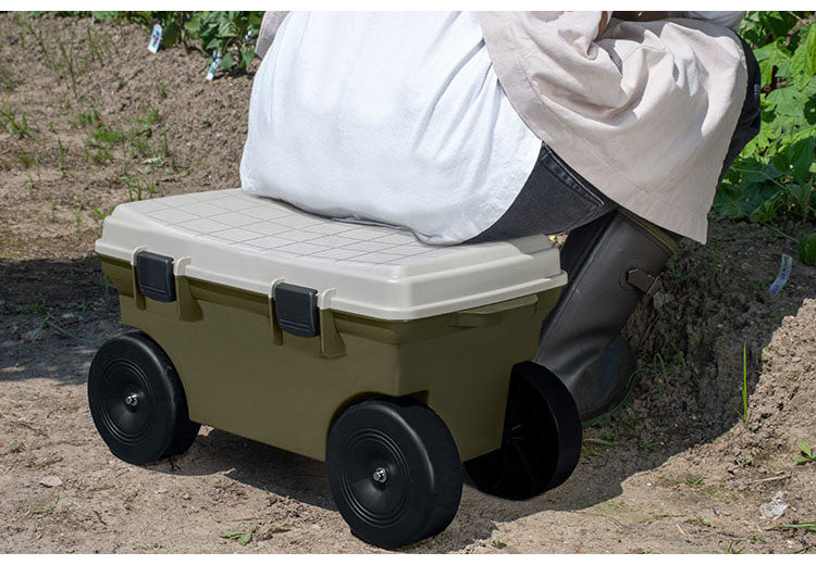 グリーンパル 日本製 フィールドカート オリーブグリーン 収納付き 耐荷重80kg ガーデニング 園芸 草刈り 腰かけ 腰掛け 台車 椅子 洗車 フィールドカート(代引不可)