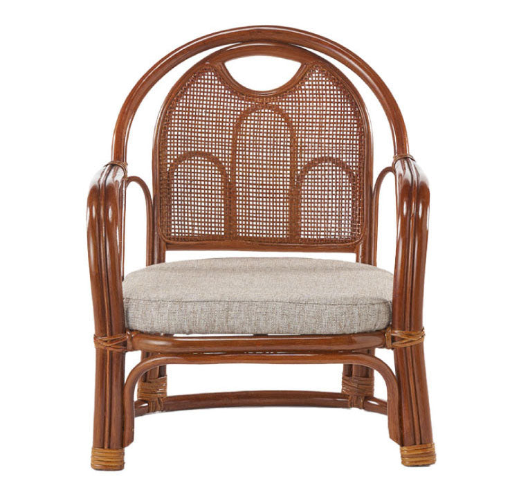 椅子 ラタン チェア 肘掛け付き 背もたれ付き ラタン座椅子ロー 籐 天然素材 丈夫 しなやか 通気性 年中快適 軽量 クッション付き 滑り止め 和風 和室 ゆったり リラックス(代引不可)