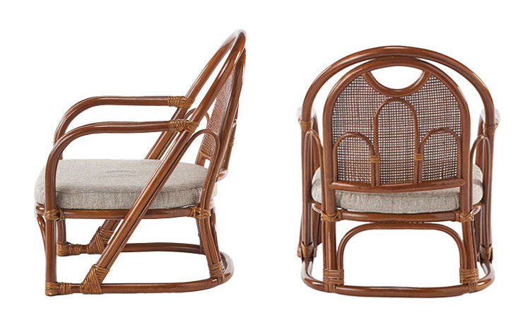 椅子 ラタン チェア 肘掛け付き 背もたれ付き ラタン座椅子ロー 籐 天然素材 丈夫 しなやか 通気性 年中快適 軽量 クッション付き 滑り止め 和風 和室 ゆったり リラックス(代引不可)