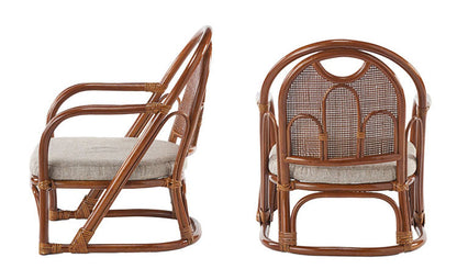 椅子 ラタン チェア 肘掛け付き 背もたれ付き ラタン座椅子ロー 籐 天然素材 丈夫 しなやか 通気性 年中快適 軽量 クッション付き 滑り止め 和風 和室 ゆったり リラックス(代引不可)