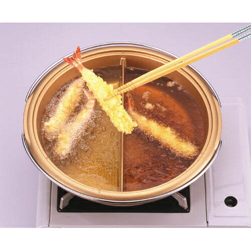 日本製 仕切り鍋 両手鍋 卓上鍋 天ぷら鍋 鍋 すき焼き鍋 おでん鍋 しゃぶしゃぶ鍋 2色鍋 揚げ物OKおすすめ品 人気(代引不可)