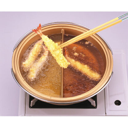 日本製 仕切り鍋 両手鍋 卓上鍋 天ぷら鍋 鍋 すき焼き鍋 おでん鍋 しゃぶしゃぶ鍋 2色鍋 揚げ物OKおすすめ品 人気(代引不可)