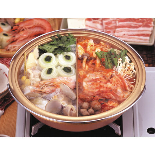 日本製 仕切り鍋 両手鍋 卓上鍋 天ぷら鍋 鍋 すき焼き鍋 おでん鍋 しゃぶしゃぶ鍋 2色鍋 揚げ物OKおすすめ品 人気(代引不可)