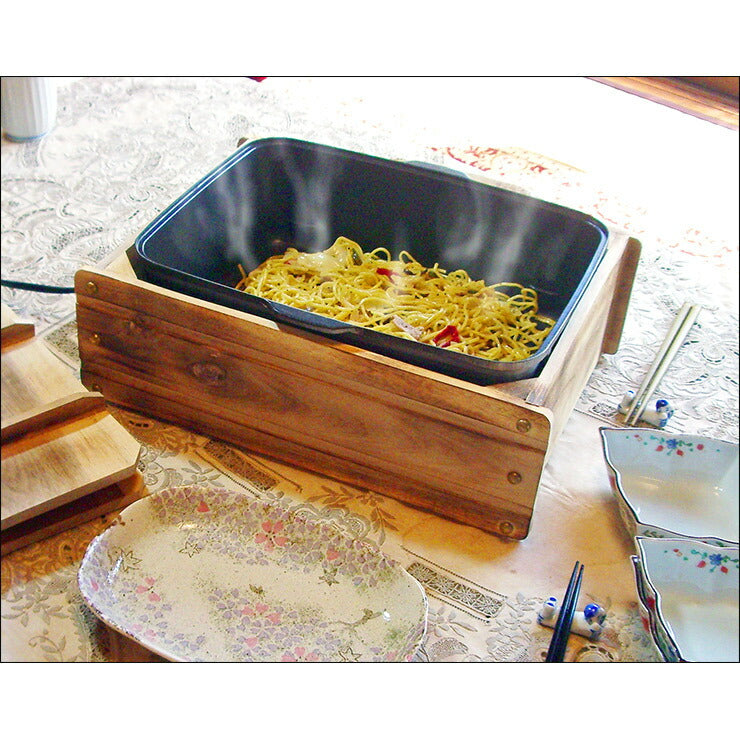 日本製 多用途おでん鍋 ふるさとのれん 家庭用 電気式 温度調節可能 仕切り板付お手入れ簡単!内面は フッ素樹脂加工 外側:木枠(代引不可)