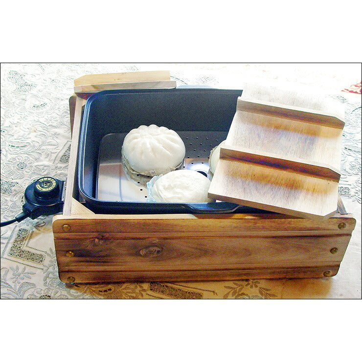 日本製 多用途おでん鍋 ふるさとのれん 家庭用 電気式 温度調節可能 仕切り板付お手入れ簡単!内面は フッ素樹脂加工 外側:木枠(代引不可)