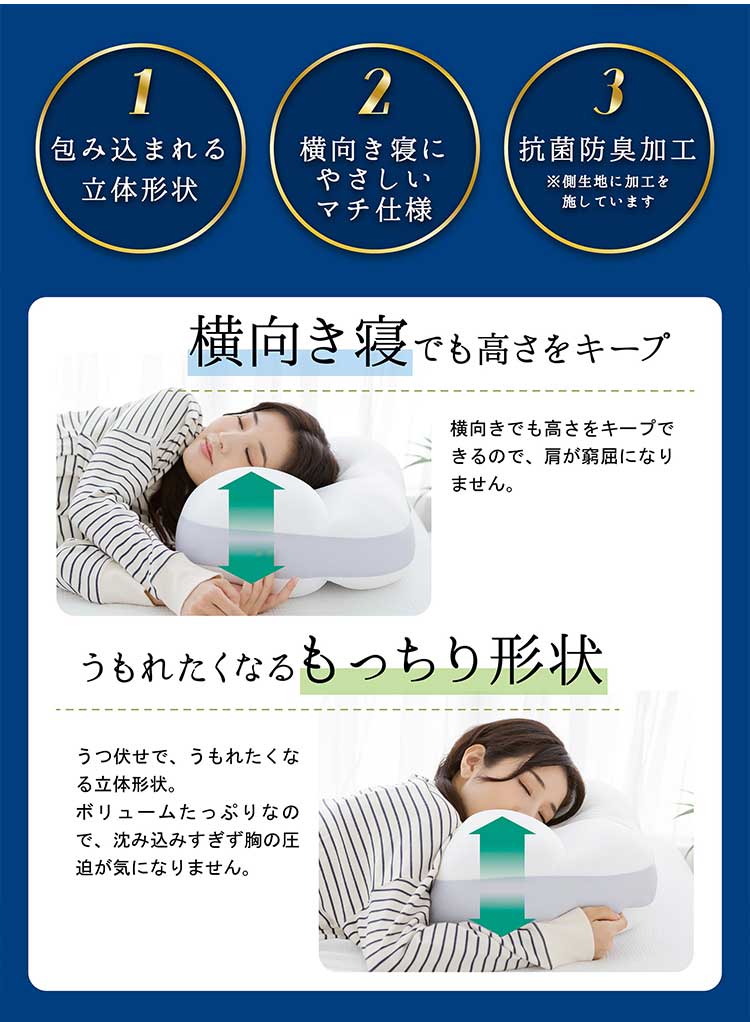 MORIPiLO モリピロ うもれる贅沢 もっちりビーズわたまくら 包み込まれる形状 抗菌防臭 マクラ まくら 横向き寝 ピロー ビーズ枕 ビーズ綿まくら(代引不可)