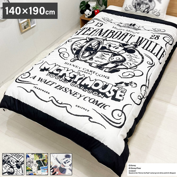 ディズニー 100周年デザイン 肌掛け布団 蒸気船ウィリー ワールドスタンプ ミッキーマウス 大人用 子供用 兼用 D100 Disney(代引不可)