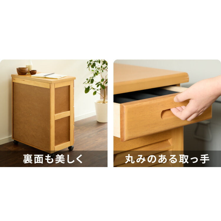 キッチンワゴン 完成品 幅61cm キャスター付き 天然木 ルーバーキッチンワゴン 大容量 引出し収納 扉収納 キッチンカウンター キャビネット 棚 ラック ワゴン 作業台 木製 ルーバー扉(代引不可)