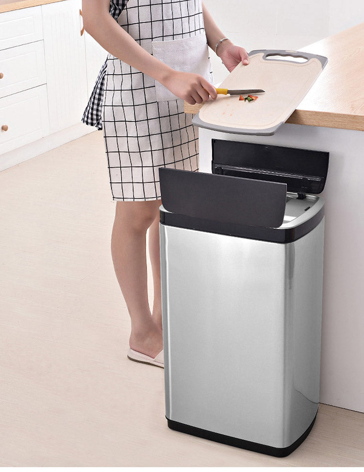 自動開閉 センサー式 ごみ箱 ふた付き ステンレス 50L スリム 両開き ダストボックス 50リットル ステンレスダストBOX スリムタイプ 蓋付き フタ付き ごみ箱 ゴミ箱 キッチン リビング おしゃれ(代引不可)