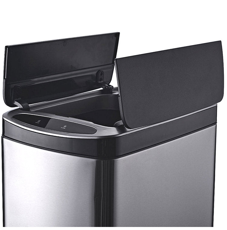 自動開閉 センサー式 ごみ箱 ふた付き ステンレス 50L スリム 両開き ダストボックス 50リットル ステンレスダストBOX スリムタイプ 蓋付き フタ付き ごみ箱 ゴミ箱 キッチン リビング おしゃれ(代引不可)