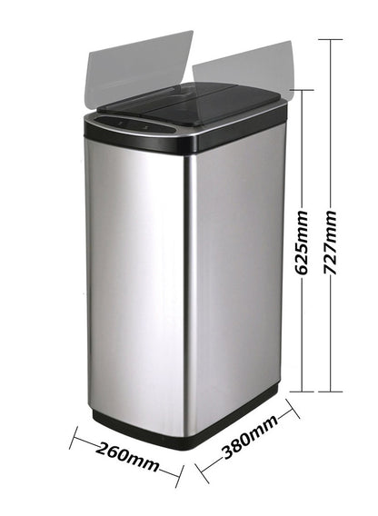 自動開閉 センサー式 ごみ箱 ふた付き ステンレス 50L スリム 両開き ダストボックス 50リットル ステンレスダストBOX スリムタイプ 蓋付き フタ付き ごみ箱 ゴミ箱 キッチン リビング おしゃれ(代引不可)
