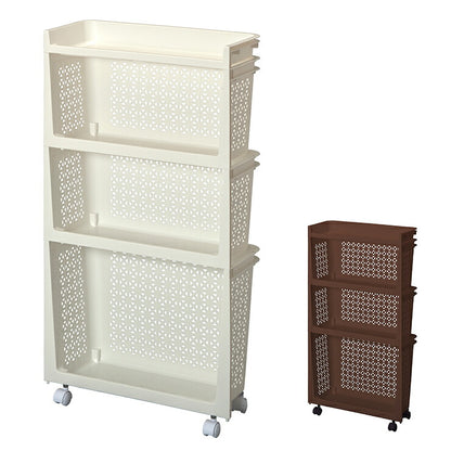 サンコープラスチック ラコンハーフ 浅深型 3個組 キャスター付き 収納 スリム ブラウン ホワイト(代引不可)