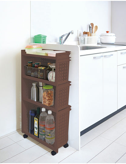 サンコープラスチック ラコンハーフ 浅深型 3個組 キャスター付き 収納 スリム ブラウン ホワイト(代引不可)