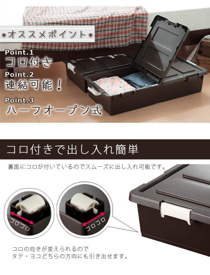 日本製 ベッド下 収納ケース ベッド下収納 収納 収納箱 収納ボック キャスター付き 2個組(代引不可)